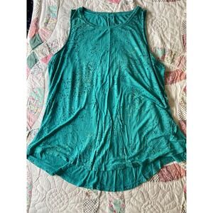 Apt 9 Essentials Teal Turquoise Green Splatter Print Swing Flowy Tank Womens XL